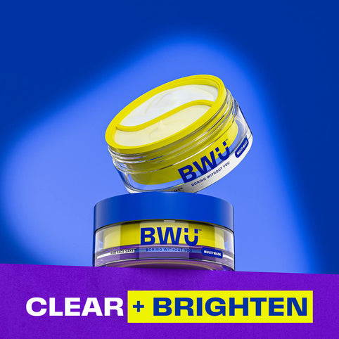 Boring Without You skincare for combination skin. Clear, brighten, and hydrate bundle. 
  
 

  For Face Sake Multi-mask. Face Flood AQUAPORIN Hydrating Gel Moisturiser. Make Me Wet AQUAPORIN Hydrating Milk Serum. Duo Brush. Big Softie Face Cloth.